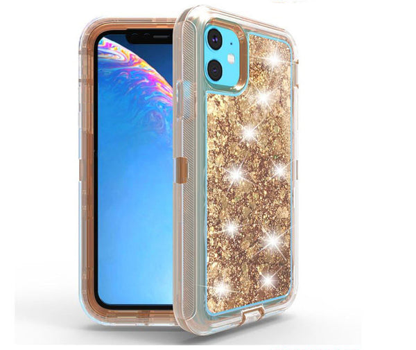 Liquid Glitter Floating Sand Heavy Duty Case for Apple iPhone 11 Pro Max (6.5") Gold