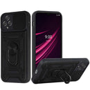 For Tmobile Revvl 6 Camera Window Magnetic Case Hybrid Metal Ring Holder Stand Black
