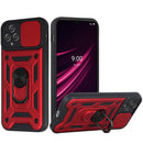 For T-mobile Revvl 6 Camera Window Magnetic Case Hybrid Metal Ring Holder Stand Red