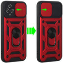 For T-mobile Revvl 6 Camera Window Magnetic Case Hybrid Metal Ring Holder Stand Red