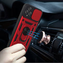 For T-mobile Revvl 6 Camera Window Magnetic Case Hybrid Metal Ring Holder Stand Red