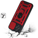 For T-mobile Revvl 6 Camera Window Magnetic Case Hybrid Metal Ring Holder Stand Red