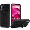For T-mobile Revvl 6 Pro Camera Window Magnetic Case Hybrid Metal Ring Holder Stand Black