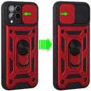 For T-mobile Revvl 6 Pro Camera Window Magnetic Case Hybrid Metal Ring Holder Stand Red