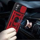 For T-mobile Revvl 6 Pro Camera Window Magnetic Case Hybrid Metal Ring Holder Stand Red