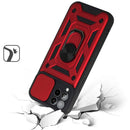 For T-mobile Revvl 6 Pro Camera Window Magnetic Case Hybrid Metal Ring Holder Stand Red