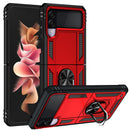 For Samsung Z Flip 4 Armor Magnetic Case Hybrid Metal Ring Holder Stand Red