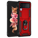 For Samsung Z Flip 4 Armor Magnetic Case Hybrid Metal Ring Holder Stand Red