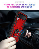 For Samsung Z Flip 4 Armor Magnetic Case Hybrid Metal Ring Holder Stand Red