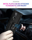 For Samsung Z Fold 4 Armor Magnetic Case Hybrid Metal Ring Holder Stand Black