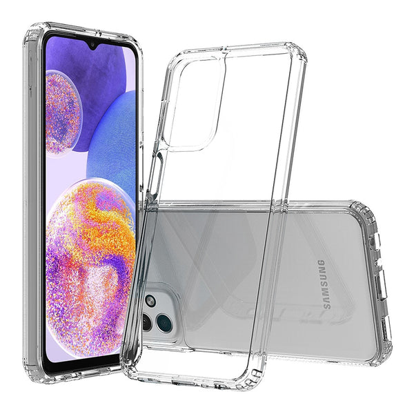 For Samsung A03S Clear Transparent Hybrid Case Cover - Clear PC + Clear TPU