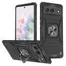 For Google Pixel 7 Armor Magnetic Case Hybrid Metal Ring Stand Black