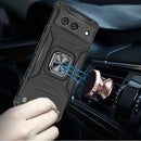 For Google Pixel 7 Armor Magnetic Case Hybrid Metal Ring Stand Black