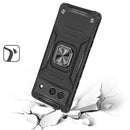 For Google Pixel 7 Armor Magnetic Case Hybrid Metal Ring Stand Black