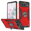 For Google Pixel 7 Armor Magnetic Case Hybrid Metal Ring Stand Red