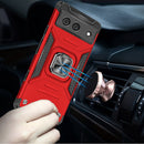 For Google Pixel 7 Armor Magnetic Case Hybrid Metal Ring Stand Red