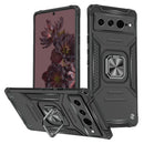 For Google Pixel 7 Pro Armor Magnetic Case Hybrid Metal Ring Stand Black