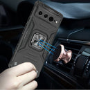 For Google Pixel 7 Pro Armor Magnetic Case Hybrid Metal Ring Stand Black