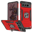 For Google Pixel 7 Pro Armor Magnetic Case Hybrid Metal Ring Stand Red