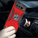 For Google Pixel 7 Pro Armor Magnetic Case Hybrid Metal Ring Stand Red