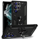 For Samsung S23 Ring Magnetic Kickstand Hybrid Case Cover - Black