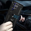 For Samsung S23 Plus Ring Magnetic Kickstand Hybrid Case Cover - Black