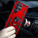 For Samsung S23 Plus Ring Magnetic Kickstand Hybrid Case Cover - Red