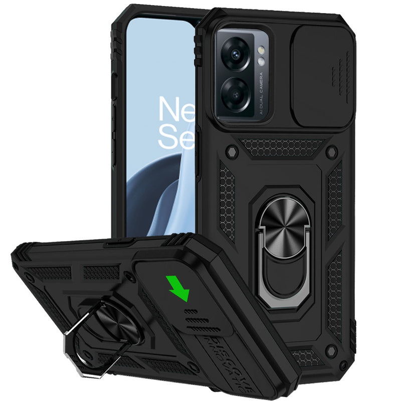 For OnePlus Nord N300 5G Armor Magnetic Case Hybrid Metal Ring Holder Stand