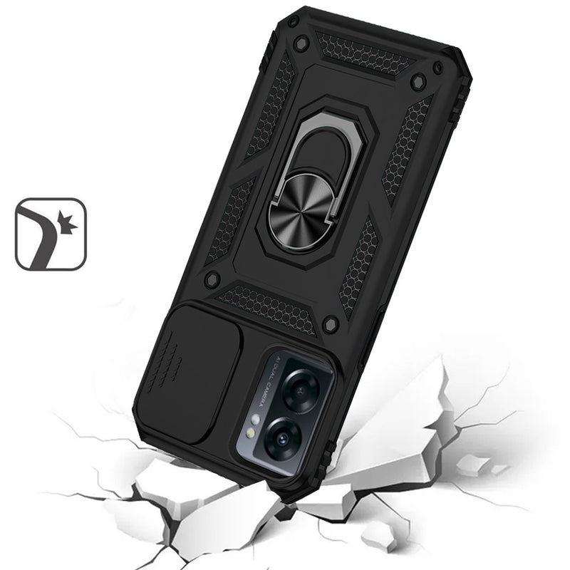 For OnePlus Nord N300 5G Armor Magnetic Case Hybrid Metal Ring Holder Stand