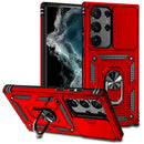 For Samsung S23 Ultra Ring Magnetic Kickstand Hybrid Case Cover - Red
