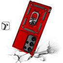 For Samsung S23 Ultra Ring Magnetic Kickstand Hybrid Case Cover - Red