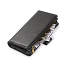 For Apple iPhone 14 Pro Max 6.7" Luxury Wallet Card ID Zipper Money Holder Case Cover - Black