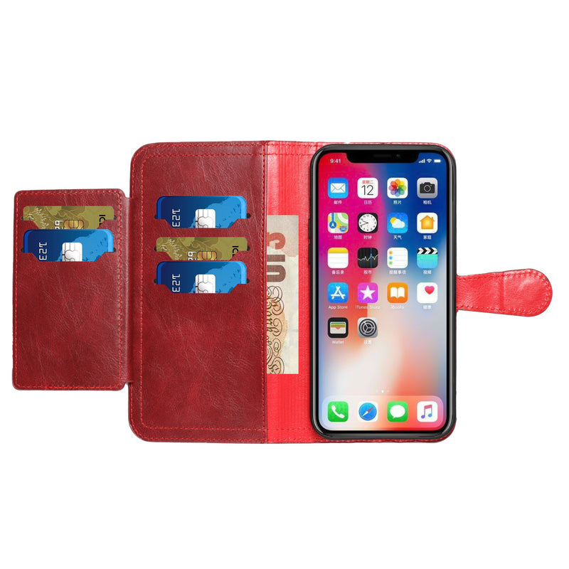 For Samsung Galaxy A03s 2022 Premium Wallet MultiCard Holder Money Zipper With Magnetic Flap - Red