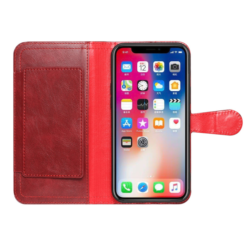 For Samsung Galaxy A03s 2022 Premium Wallet MultiCard Holder Money Zipper With Magnetic Flap - Red