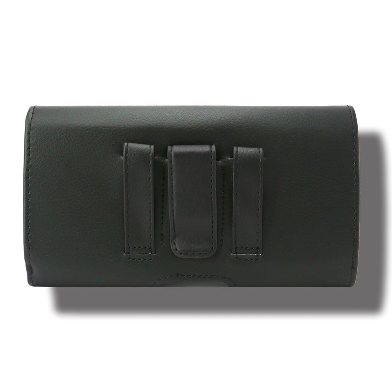 Universal Horizontal Leather Pouch Magnetic Black Belt Loop 5.5"