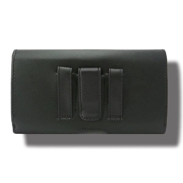 Universal Horizontal Leather Pouch Magnetic Black Belt Loop 6.0"