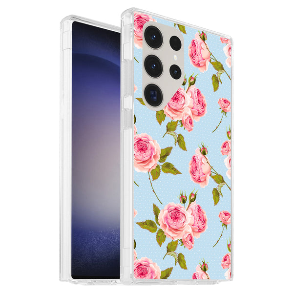 Hard Shockproof Case Cover for Samsung S23 Ultra 5G Rose with Stem
