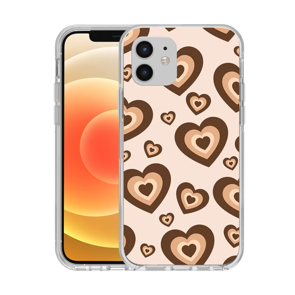 Hard Acrylic Shockproof Antiscratch Case Cover for Apple iphone 12 6.1"  Latte Heart