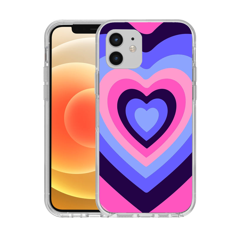 Hard Acrylic Shockproof Antiscratch Case Cover for Apple iphone 12 6.1"  Rainbow Heart
