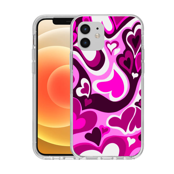 Hard Acrylic Shockproof Antiscratch Case Cover for Apple iphone 12 6.1" Heart