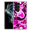 Hard Acrylic 2.0mm Thick Shockproof Case Cover for Samsung S22 Ultra Pink Heart