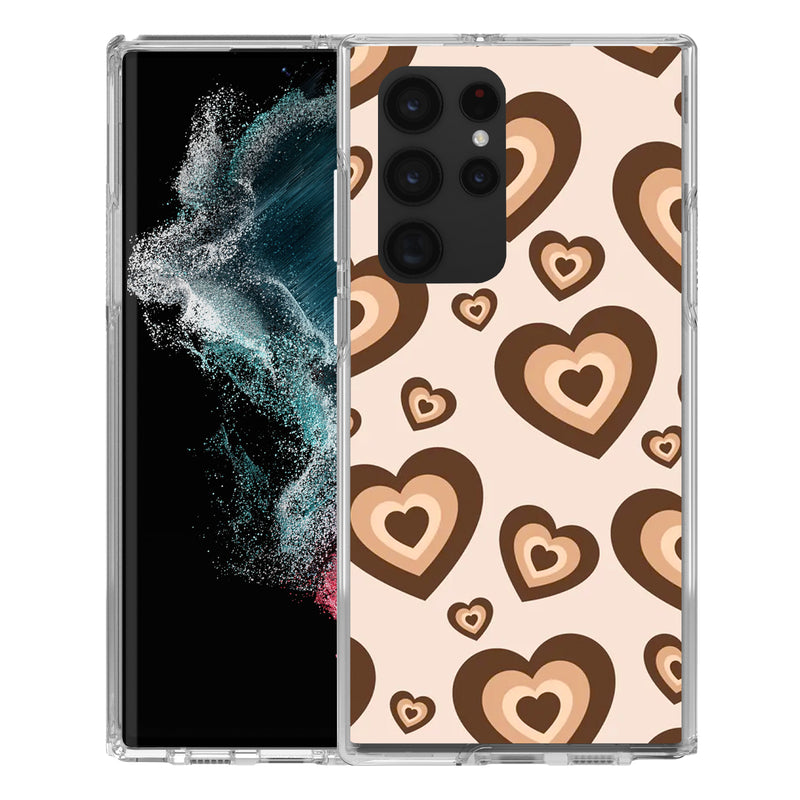 Hard Acrylic 2.0mm Thick Shockproof Case Cover for Samsung S22 Ultra Latte Heart