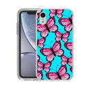 Hard Acrylic Shockproof Antiscratch Case Cover for Apple iphone XR Pink Butterfly on Blue