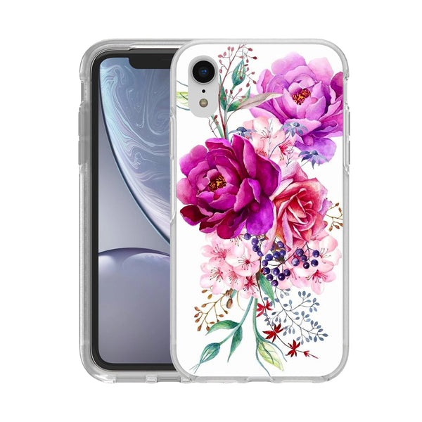 Hard Acrylic Shockproof Antiscratch Case Cover for Apple iphone XR Peony Flower