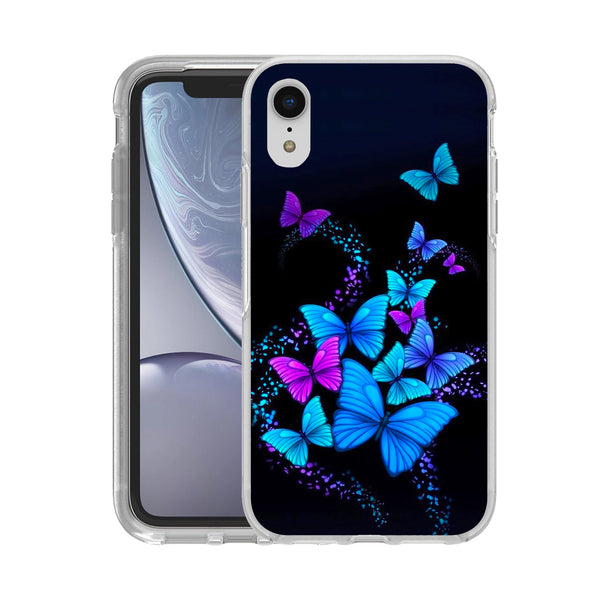 Hard Acrylic Shockproof Antiscratch Case Cover for Apple iphone XR Blue Butterfly