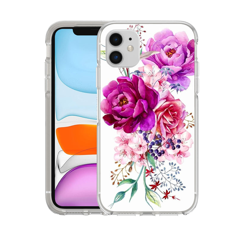 Hard Acrylic Shockproof Antiscratch Case Cover for Apple iphone 11 6.1" Peony Flower