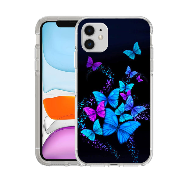 Hard Acrylic Shockproof Antiscratch Case Cover for Apple iphone 11 6.1" Blue Butterfly
