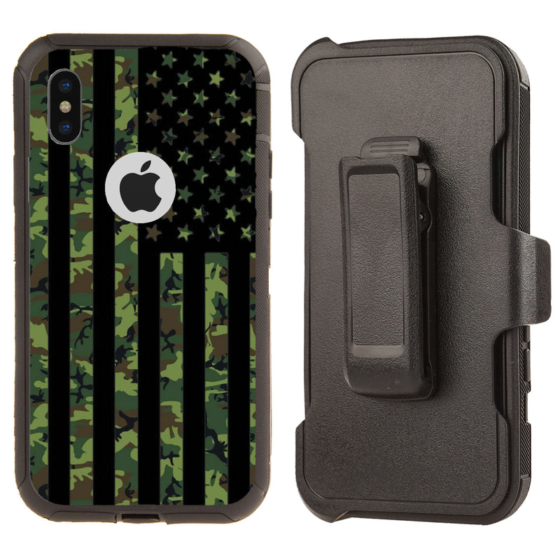 Shockproof Case for Apple iPhone X/XS Military Camouflage Flag