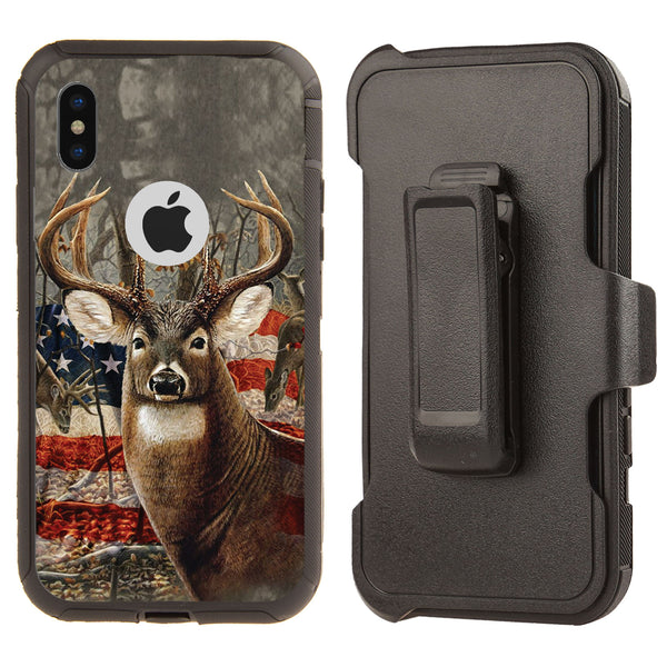 Shockproof Case for Apple iPhone X/XS Deer Flag