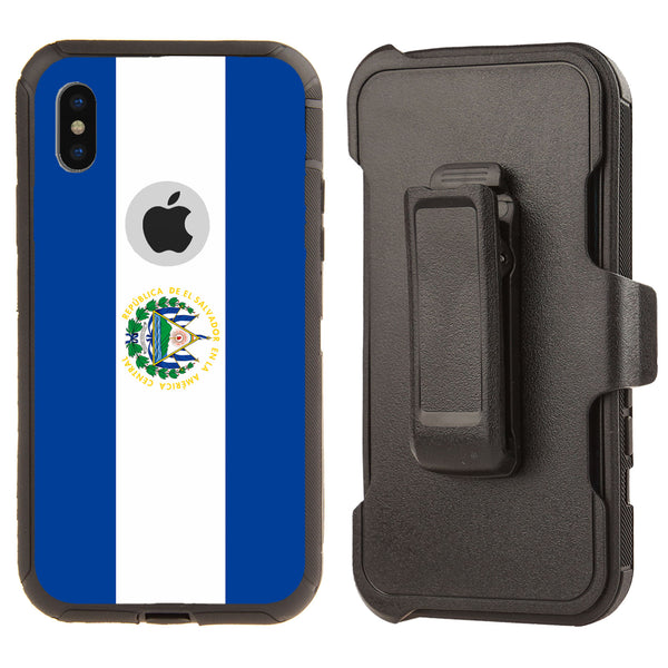 Shockproof Case for Apple iPhone X/XS Flag El Salvador Cover Clip Rugged Heavy